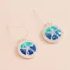 Fashnzfab Enamel Sand Dollar Locket Dangle Earrings - Blue, Turquoise In Multi