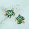 Fashnzfab Enamel Sea Turtle Dangle Earrings 0.9" X 1.5" In Multi