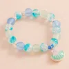 Fashnzfab Enamel Seashell Locket Charm Beaded Stretch Bracelet Multi In Multi
