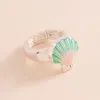 Fashnzfab Enamel Seashell Locket Stretch Ring In Silver