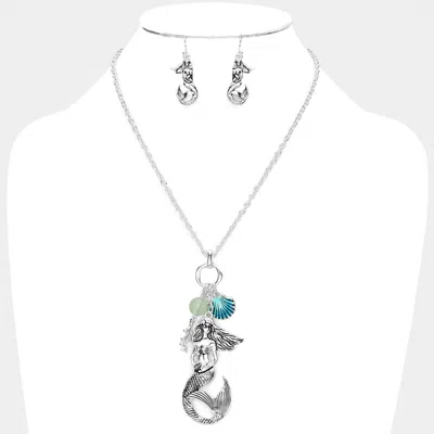 Fashnzfab Enamel Shell Metal Mermaid Coral Pendant Necklace In Multi
