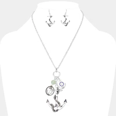 Fashnzfab Enamel Ship Heel Detailed Metal Anchor Pendant Necklace In Multi