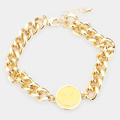 Fashnzfab Enamel Smile Charm Bracelet Yellow