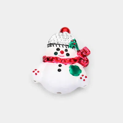 Fashnzfab Enamel Snowman Pendant - White
