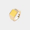 Fashnzfab Enamel Square Accented Ring - Yellow In Gold