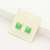 Fashnzfab Enamel Square Spike Stud Earrings - Green, Neon In Green