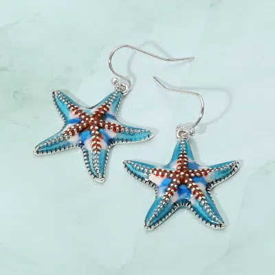 Fashnzfab Enamel Starfish Dangle Earrings In Neutral