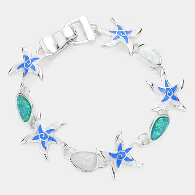 Fashnzfab Enamel Starfish Link Magnetic Bracelet In Multi