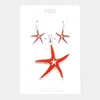 Fashnzfab Enamel Starfish Pendant Set - Red In Red