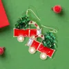 Fashnzfab Enamel Stone Embellished Christmas Cart Dangle Earrings In Multi