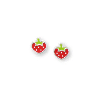Fashnzfab Enamel Strawberry Stud Earrings In Multi