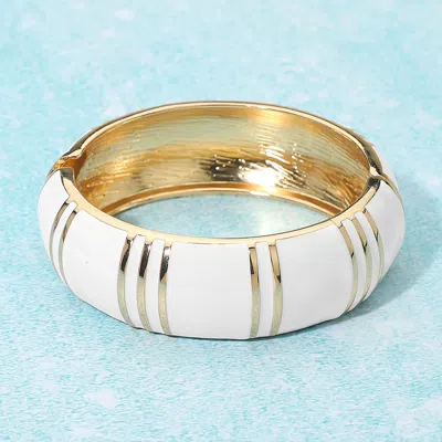 Fashnzfab Enamel Striped Dome Hinged Bangle Bracelet In Multi