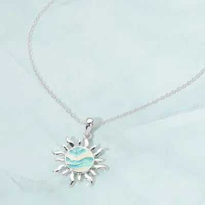 Fashnzfab Enamel Sunburst Pendant Necklace In Purple