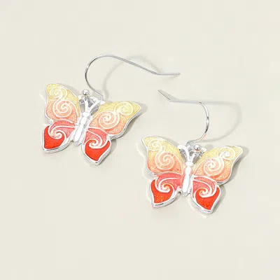 Fashnzfab Enamel Swirl Butterfly Charm Drop Dangle Earrings In Multi