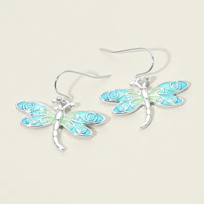 Fashnzfab Enamel Swirl Dragonfly Charm Drop Dangle Earrings In Multi