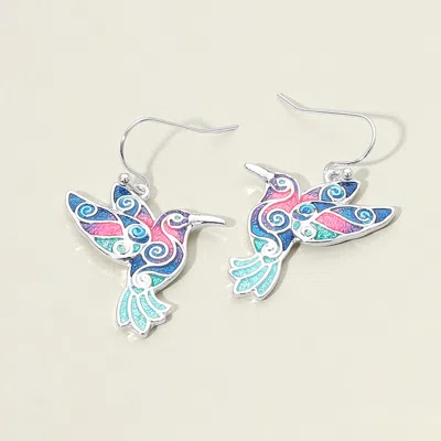 Fashnzfab Enamel Swirl Hummingbird Charm Drop Dangle Earrings In Multi