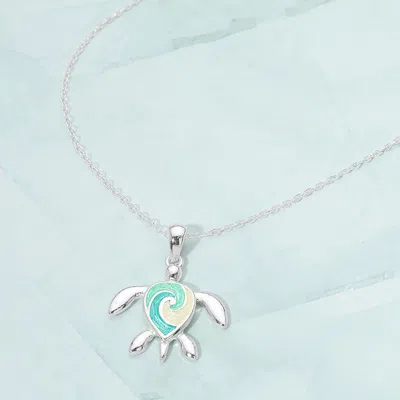 Fashnzfab Enamel Swirl Sea Turtle Pendant Necklace In Metallic