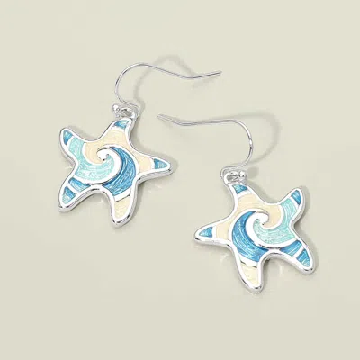Fashnzfab Enamel Swirl Starfish Charm Drop Dangle Earrings In Metallic