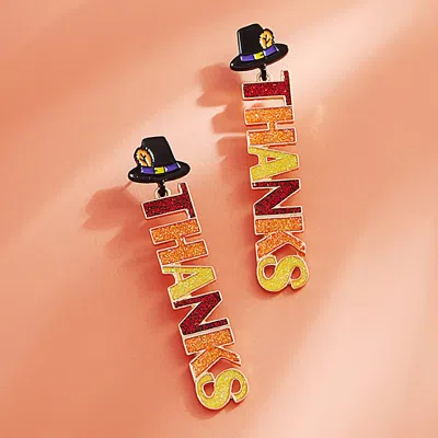 Fashnzfab Enamel Thanks Message Dangle Earrings In Gold