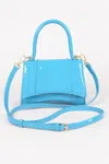 Fashnzfab Enamel Top Handle Bag In Blue