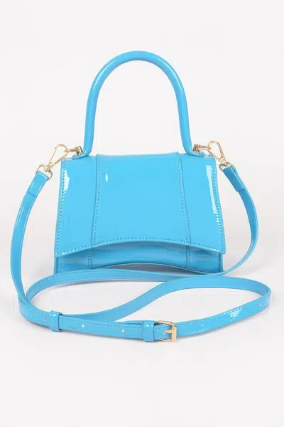 Fashnzfab Enamel Top Handle Bag In Blue