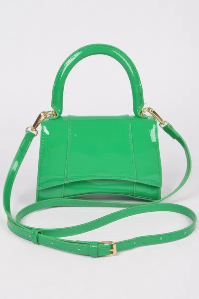 Fashnzfab Enamel Top Handle Bag In Green