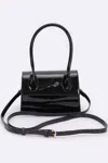 Fashnzfab Enamel Top Handle Crossbody Bag In Black