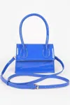 Fashnzfab Enamel Top Handle Crossbody Bag In Blue