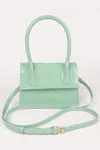 Fashnzfab Enamel Top Handle Crossbody Bag In Green