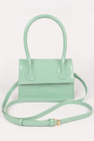 Fashnzfab Enamel Top Handle Crossbody Bag In Green