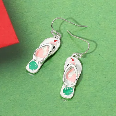 Fashnzfab Enamel Tropical Flip Flop Dangle Earrings In Multi