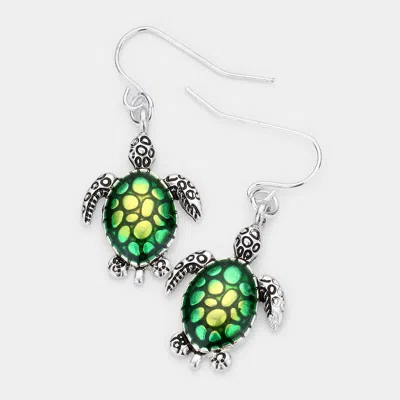 Fashnzfab Enamel Turtle Dangle Earrings 0.6" X 1.4" In Multi