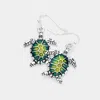 Fashnzfab Enamel Turtle Dangle Earrings In Multi