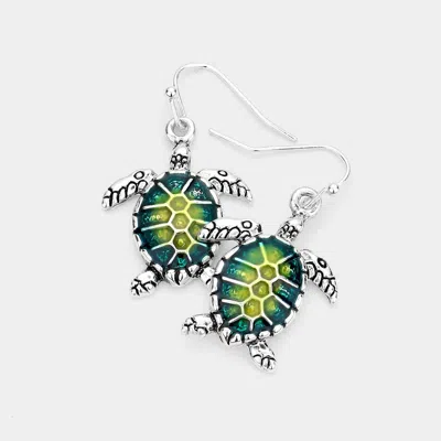 Fashnzfab Enamel Turtle Dangle Earrings In Multi