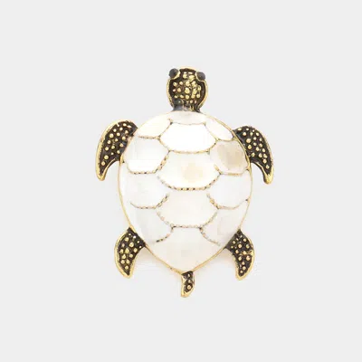 Fashnzfab Enamel Turtle Pin Brooch In Multi
