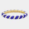 Fashnzfab Enamel Twisted Hinged Bracelet Blue In Blue