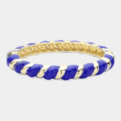 Fashnzfab Enamel Twisted Hinged Bracelet Blue