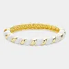Fashnzfab Enamel Twisted Hinged Bracelet White In White