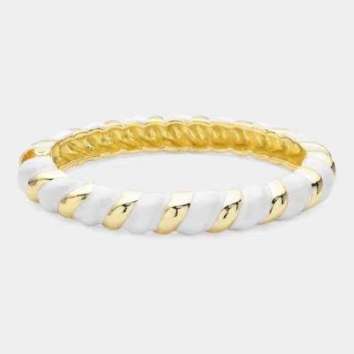 Fashnzfab Enamel Twisted Hinged Bracelet White