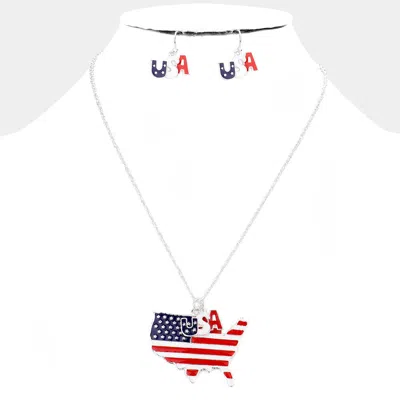 Fashnzfab Enamel Usa State Map Pendant Necklace In Multi
