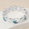 Fashnzfab Enamel Wave Metal Dolphin Link Stretch Bracelet Blue, Silver In Multi
