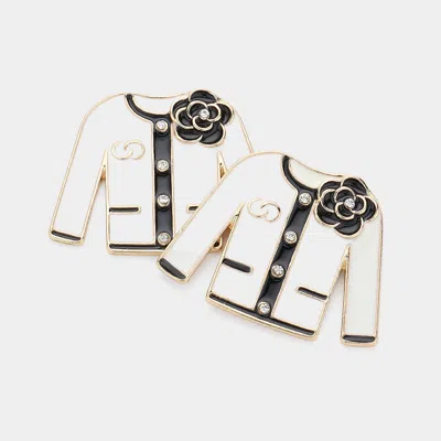Fashnzfab Enamel Women Jacket With Corsage Earrings In Multi