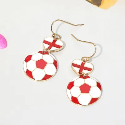 Fashnzfab England Flag Soccer Ball Link Drop Earrings In Multi