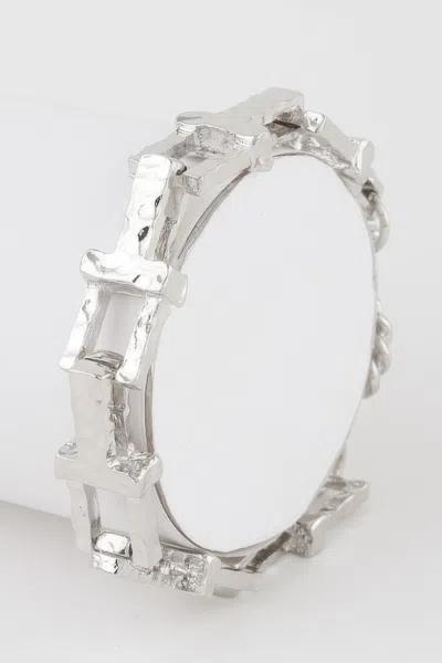 Fashnzfab Engraved Link Chain Bracelet In Silver