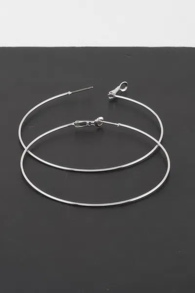 Fashnzfab Engraved Thin Hoop Earrings In Silver
