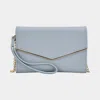 Fashnzfab Envelope Wallet On Chain Wristlet Clutch / Crossbody Bag In Blue
