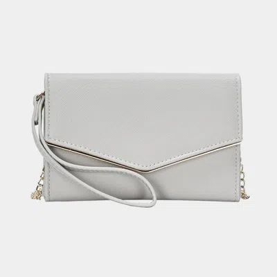 Fashnzfab Envelope Wallet On Chain Wristlet Clutch / Crossbody Bag In Gray