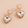 Fashnzfab Epoxy Heart Glass Stone Dangle Earrings In Gold