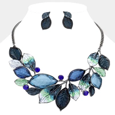 Fashnzfab Epoxy Leaf Vine Necklace - Blue