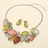Fashnzfab Epoxy Leaf Vine Necklace - Multi, Silver In Multi